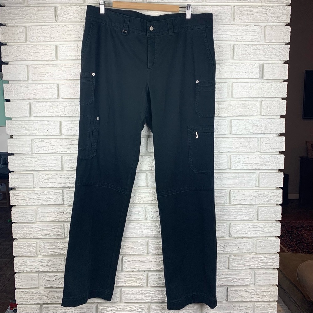 Bogner Utility Cargo Pants Straight Leg Size 14 Long Black with Silver Hardware